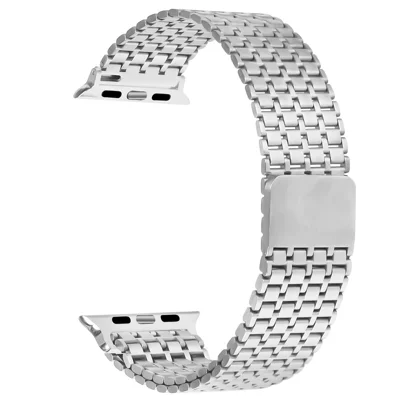 Silver Watch Strap For Apple Watch Ultra 4 3 2 1 49mm / Series 12 11 10 46mm / 9 8 7 45mm / SE3 SE2 SE 6 5 4 44mm / 3 2 1 42mm Bands Stainless Steel Magnetic Clasp
