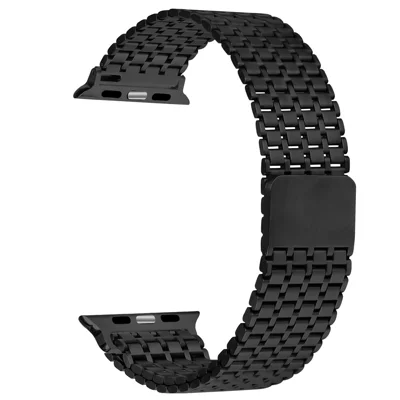 Strap For Apple Watch Ultra 4 3 2 1 49mm / Series 12 11 10 46mm / 9 8 7 45mm / SE3 SE2 SE 6 5 4 44mm / 3 2 1 42mm Bands Stainless Steel Magnetic Clasp Watchband - Black