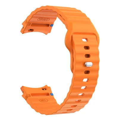 Watch Band For Samsung Galaxy Watch7 40mm 44mm / Watch6 40mm 44mm Wave Silicone Wrist Strap - Orange