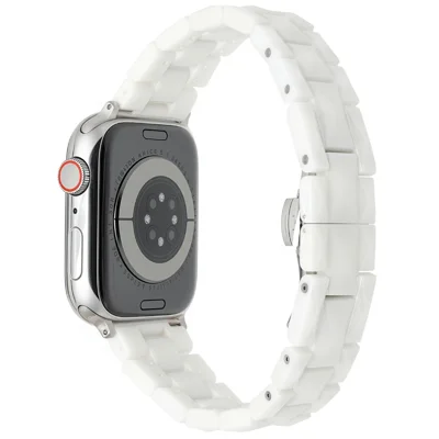 Watch Band For Apple Watch Ultra 4 3 2 1 49mm / Series 12 11 10 46mm / 9 8 7 45mm / SE3 SE2 SE 6 5 4 44mm / 3 2 1 42mm Ceramic Rhombus Grid Pattern Strap - White