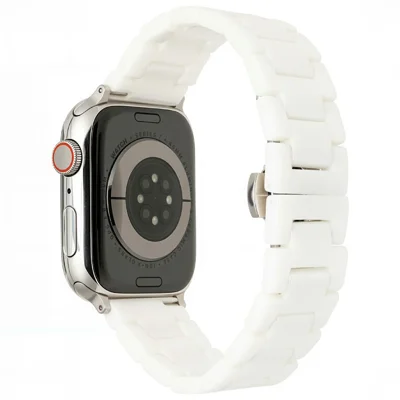 Watch Band For Apple Watch Ultra 4 3 2 1 49mm / Series 12 11 10 46mm / 9 8 7 45mm / SE3 SE2 SE 6 5 4 44mm / 3 2 1 42mm Ceramic Bead Strap - White