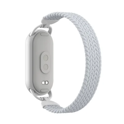 Polband voor Xiaomi Smart Band 10 / 9 / 8 Nylon Geweven Horlogeband met Metalen Connector, Maat S - Wit