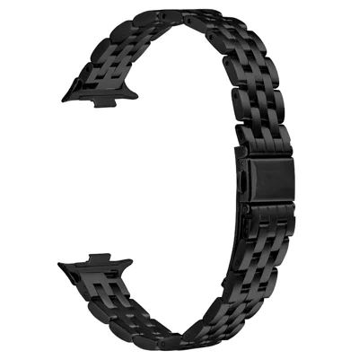 For Xiaomi Smart Band 10 Pro / 9 Pro / 8 Pro / Redmi Watch 6 / 5 / 4 Stainless Steel Watch Band Slingshot Clasp Adjustable Wrist Strap - Black