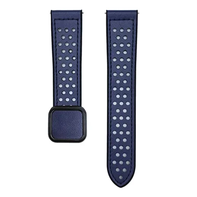 20mm Watch Band For Samsung Galaxy Watch7 44mm  /  40mm Square Magnetic Buckle Perforated Silicone Strap - Midnight Blue