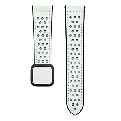 22mm Watch Band For Huawei Watch GT 5 46mm  /  GT 5 Pro 46mm Square Magnetic Buckle Perforated Silicone Strap - Beige