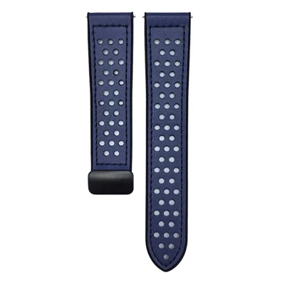 For Samsung Galaxy Watch7 44mm  /  40mm Watch Band 20mm Magnetic Buckle Perforated Silicone Strap - Midnight Blue