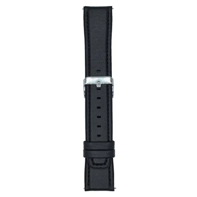 20mm Watch Band for Samsung Galaxy Watch7 44mm / 40mm Flat End Napa Texture PU Covered Silicone Strap - Black