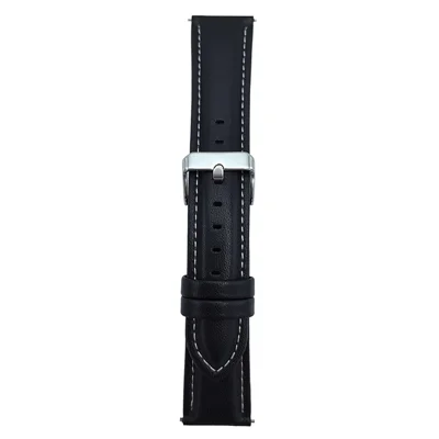 For Samsung Galaxy Watch7 44mm / 40mm Nappa Texture Watch Band 20mm Adjustable Leather Wrist Strap - Black