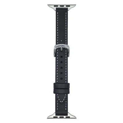 Genuine Lambskin Leather Bands For Apple Watch Ultra 4 3 2 1 49mm / Series 12 11 10 46mm / 9 8 7 45mm / SE3 SE2 SE 6 5 4 44mm / 3 2 1 42mm Wrist Strap - Black