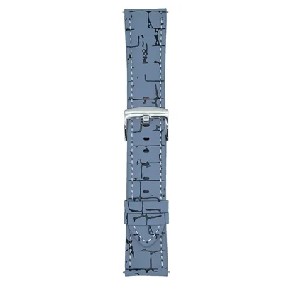Leather Wrist Straps with Pattern For Samsung Galaxy Watch7  /  Watch6 20mm Universal Watch Bands - Baby Blue