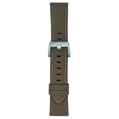 Litchi Texture Leather Band For Samsung Galaxy Watch7  /  Watch6 Watchbands Universal 20mm Strap - Grey Brown