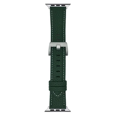 Litchi Texture Leather Band For Apple Watch Series 12 11 10 42mm / 9 8 7 41mm / SE3 SE2 SE 6 5 4 40mm / 3 2 1 38mm Watchbands Wrist Strap - Midnight Green