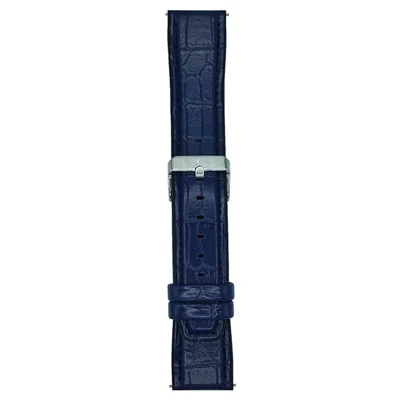 20mm Replacement Strap for Samsung Galaxy Watch7 44mm / 40mm Silicone Watch Band Bamboo Texture PU Covered - Midnight Blue