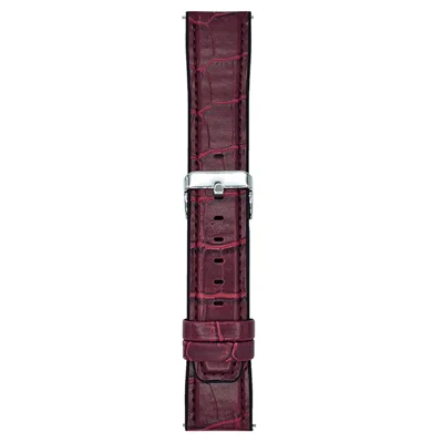 22mm-vervangingband voor Huawei Watch GT 5 46mm / Samsung Galaxy Watch3 45mm, band met bamboetextuur PU + siliconen - wijnrood
