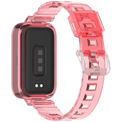 For Xiaomi Redmi Band 3  /  Smart Band 9 Active Watch Strap Color Changing Clear TPU Wrist Band - Photochromic Red