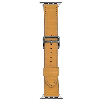Watch Band For Apple Watch Ultra 4 3 2 1 49mm / Series 12 11 10 46mm / 9 8 7 45mm / SE3 SE2 SE 6 5 4 44mm / 3 2 1 42mm Braided Checkered Pattern Leather Wrist Strap - Orange