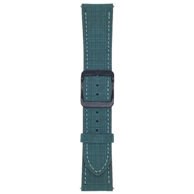 For Samsung Galaxy Watch7 44mm  /  40mm Watch Band 20mm Braided Checkered Pattern Ring Buckle Leather Wrist Strap - Dark Green