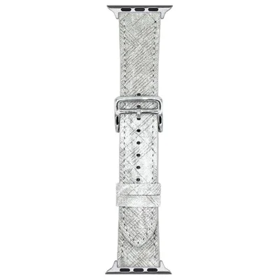Leather Watchband For Apple Watch Series 12 11 10 42mm / 9 8 7 41mm / SE3 SE2 SE 6 5 4 40mm / 3 2 1 38mm Wrist Strap Replacement - White
