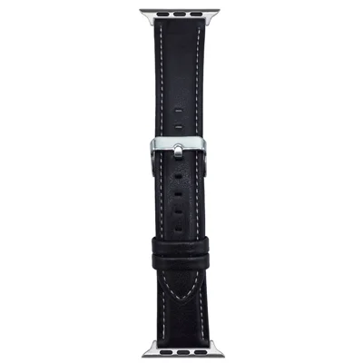 Watch Band For Apple Watch Ultra 4 3 2 1 49mm / Series 12 11 10 46mm / 9 8 7 45mm / SE3 SE2 SE 6 5 4 44mm / 3 2 1 42mm Crazy Horse Texture Leather Wrist Strap - Black