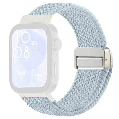 Replacement Strap for Huawei Watch Fit 4 Pro / 4 / 3 Nylon Braided Watch Band with Magnetic Buckle (Metal Joint) - Baby Blue