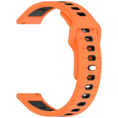 For Huawei Watch GT 7 46mm / Garmin Venu 3 Silicone Watch Band Quick-Release-22mm Horizontal Stripe Reverse Buckle Wrist Strap - Orange+Black