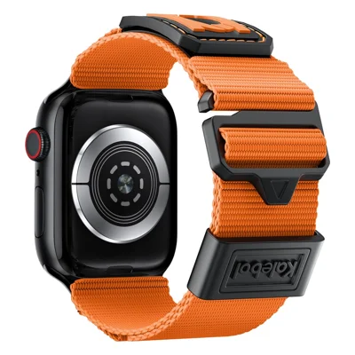 KALEBOL Wrist Strap for Apple Watch Ultra 4 3 2 1 49mm / Series 12 11 10 46mm / 9 8 7 45mm / SE3 SE2 SE 6 5 4 44mm / 3 2 1 42mm Braided Sport Nylon Watch Band - Orange