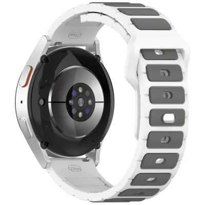 Silicone Strap for Huawei Watch GT 7 41mm / Garmin Venu 3S / Venu 2S / Forerunner 265S / Forerunner 255S Universal Quick-Release-18mm Dual Color Watch Band - White+Grey