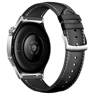 For Huawei Watch GT 5 46mm Watch Band 22mm Leather Textured Silicone Wrist Strap - Black