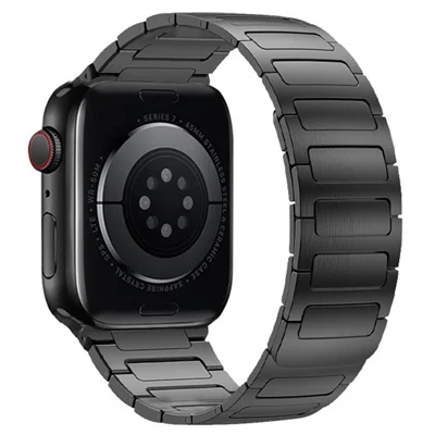 Watch Band For Apple Watch Ultra 4 3 2 1 49mm / Series 12 11 10 46mm / 9 8 7 45mm / SE3 SE2 SE 6 5 4 44mm / 3 2 1 42mm 42mm I-Shape Magnetic Stainless Steel Wrist Strap - Titanium Grey
