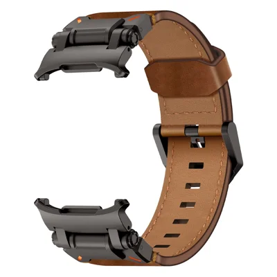 For Samsung Galaxy Watch Ultra2 47mm / Watch Ultra (2025) 47mm / Watch Ultra 47mm Leather Watch Band Wrist Strap with Stainless Steel Buckle - Black / Brown