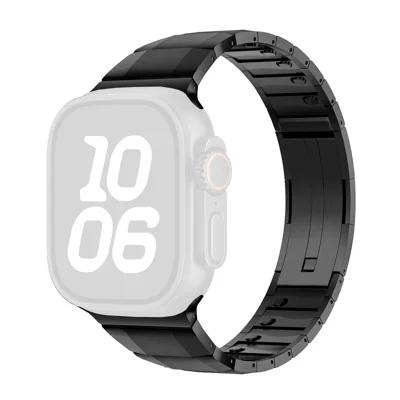Stainless Steel Watch Band For Apple Watch Series 12 11 10 42mm / 9 8 7 41mm / SE3 SE2 SE 6 5 4 40mm / 3 2 1 38mm Wrist Strap with Side Buckle - Black
