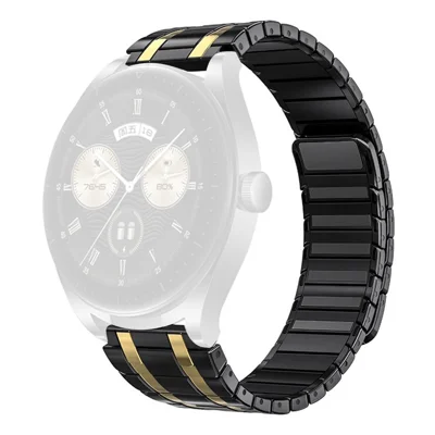 For Huawei Watch GT 5 46mm Watch Band 22mm Magnetic Stainless Steel Wrist Strap - Black / Gold