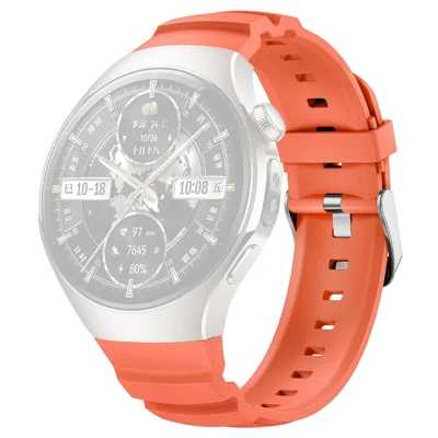 For Huawei Watch 5 46mm Adjustable Watch Strap Silicone Metal Pin Buckle Wrist Band - Orange