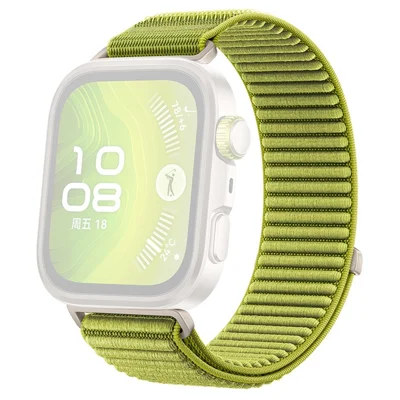 Wrist Strap for Huawei Watch Fit 4 Pro  /  Fit 4  /  Fit 3 Magic Tape Nylon Woven Watch Band with Titanium Alloy Connector - Green