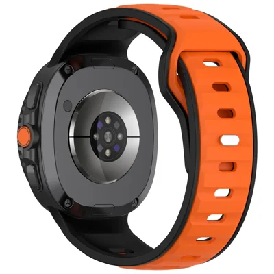Silicone Strap for Samsung Galaxy Watch8 44mm / 40mm / Watch8 Classic 46mm Dual Color Design Replacement Watch Band - Black / Orange