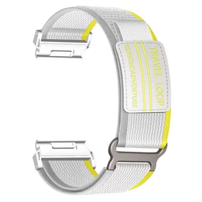 Nylon Strap for Garmin Fenix 8 51mm / 7X / 6X / 5X Magic Tape 26mm Universal Watch Band with Metal Buckle - Yellow / Grey
