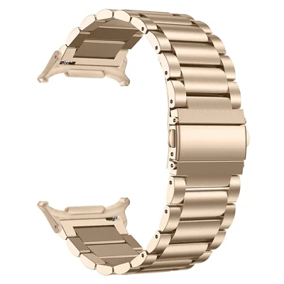 Electroplating Color Metal Strap for Samsung Galaxy Watch9 40mm / 44mm /  Watch8 44mm / 40mm / Watch8 Classic 46mm Watch Band 3-Bead - Retro Gold