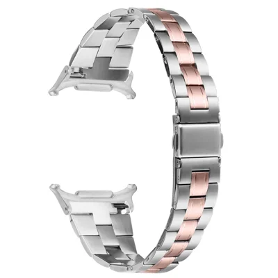 Watch Band For Samsung Galaxy Watch9 40mm / 44mm /  Watch8 44mm / 40mm / Watch8 Classic 46mm Electroplating Stainless Steel Slim Strap - Silver + Rose Gold