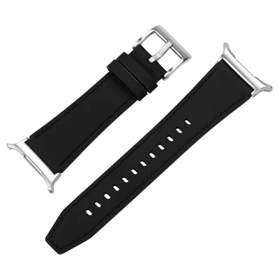 Watch Band For Samsung Galaxy Watch9 40mm / 44mm /  Watch8 44mm / 40mm / Watch8 Classic 46mm Genuine Cow Leather Adjustable Wrist Strap - Black