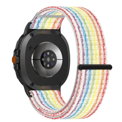 Watch Strap for Samsung Galaxy Watch8 44mm / 40mm / Watch8 Classic 46mm Magic Tape Nylon Woven Band - Rainbow