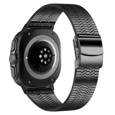 Watch Band For Samsung Galaxy Watch9 40mm / 44mm /  Watch8 44mm / 40mm / Watch8 Classic 46mm 5-Bead Black Stainless Steel Strap