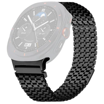 Watch Band For Samsung Galaxy Watch9 40mm / 44mm /  Watch8 44mm / 40mm / Watch8 Classic 46mm Stainless Steel Magnetic Nine-Bead Strap - Black