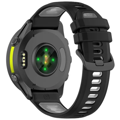 22mm Replacement Strap for Garmin Forerunner 970 / 570 47mm / 265 Silicone Watch Band Multiple Hole Design - Black / Grey