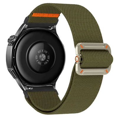 For Huawei Watch GT 5 46mm Nylon Watch Band 22mm Elastic Wrist Strap - Dark Army Green