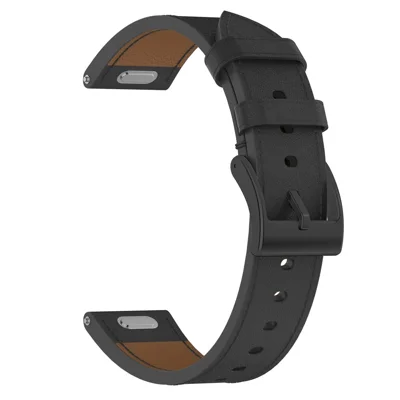 For Huawei Watch GT 3 Pro 43mm Watch Band 20mm Replacement Genuine Cow Leather Strap - Black