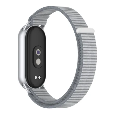 Polband voor Xiaomi Smart Band 10 / 9 / 8 met klittenbandsluiting Nylonlus-polband - Grijs