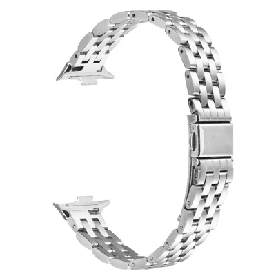 For Xiaomi Smart Band 10 Pro / 9 Pro / 8 Pro / Redmi Watch 6 / 5 / 4 Watch Band Slim Five-Bead Stainless Steel Silver Strap