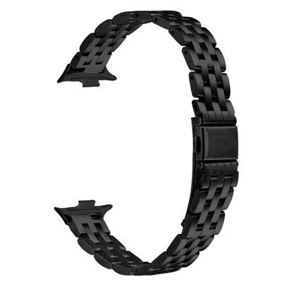 For Xiaomi Smart Band 10 Pro / 9 Pro / 8 Pro / Redmi Watch 6 / 5 / 4 Watch Band Slim Five-Bead Stainless Steel Black Strap