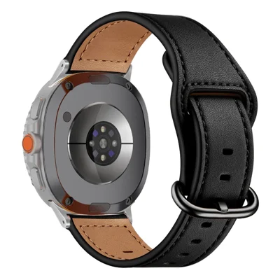 KALEBOL Urband för Samsung Galaxy Watch8 44 mm / 40 mm / Watch8 Classic 46 mm, riktigt nappskinn, svart