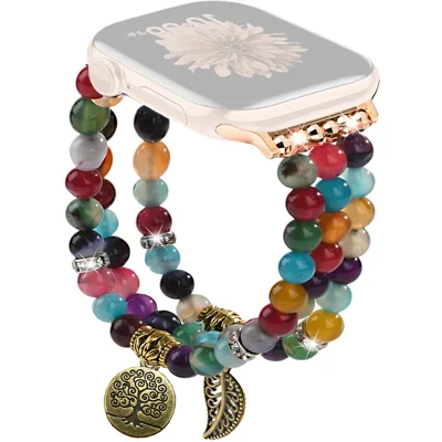 Watch Strap for Apple Watch Series 12 11 10 42mm / 9 8 7 41mm / SE3 SE2 SE 6 5 4 40mm / 3 2 1 38mm Beaded Bracelet Wrist Band - Colorful